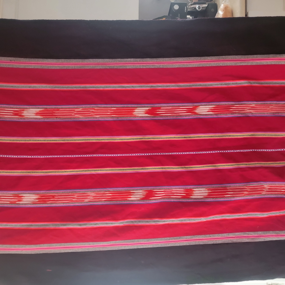 Red and Black Striped Handmade Guatamala Textile, Hobo Fabric